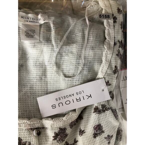 Kirious Crop Top Cropped Floral Long Sleeve Button Front Babydoll Peplum NWT L - Picture 5 of 5